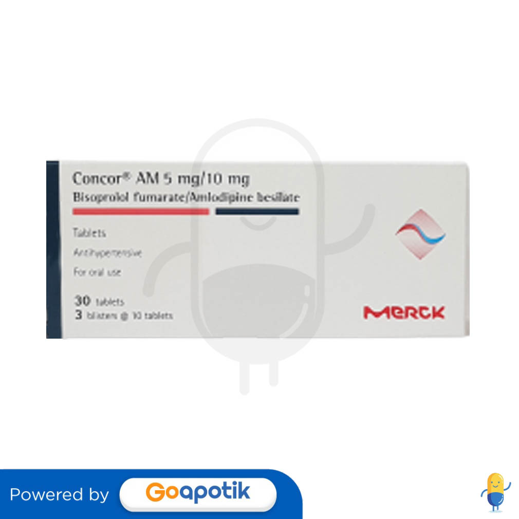 CONCOR AM 5 MG 10 MG BOX 30 TABLET HIPERTENSI Kegunaan Efek