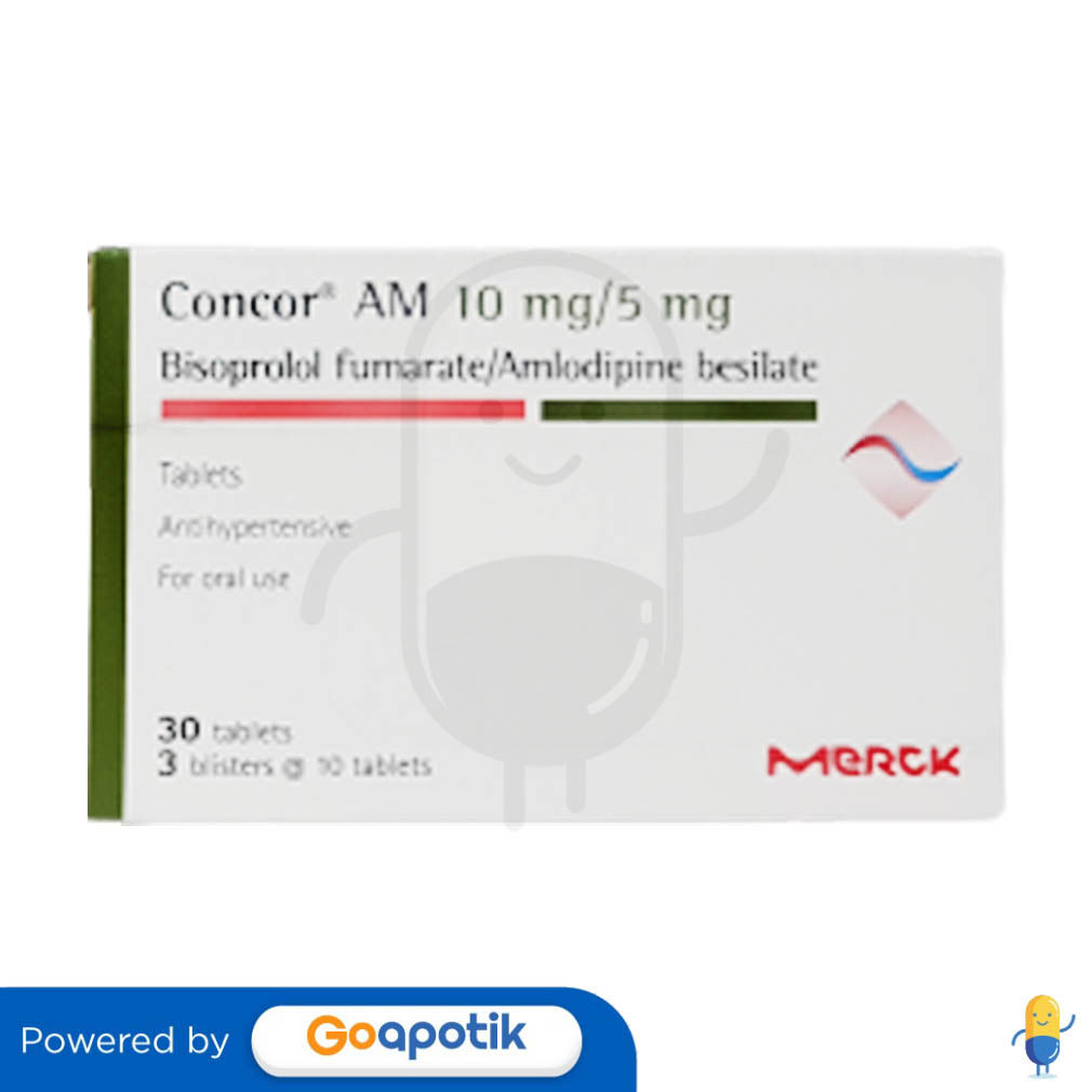 CONCOR AM 10 MG 5 MG BOX 30 TABLET HIPERTENSI Kegunaan Efek