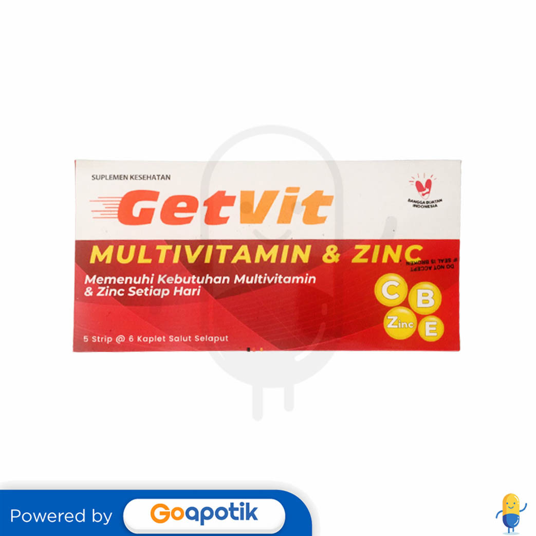 GETVIT MULTIVITAMIN ZINC BOX 30 TABLET Kegunaan Efek Samping