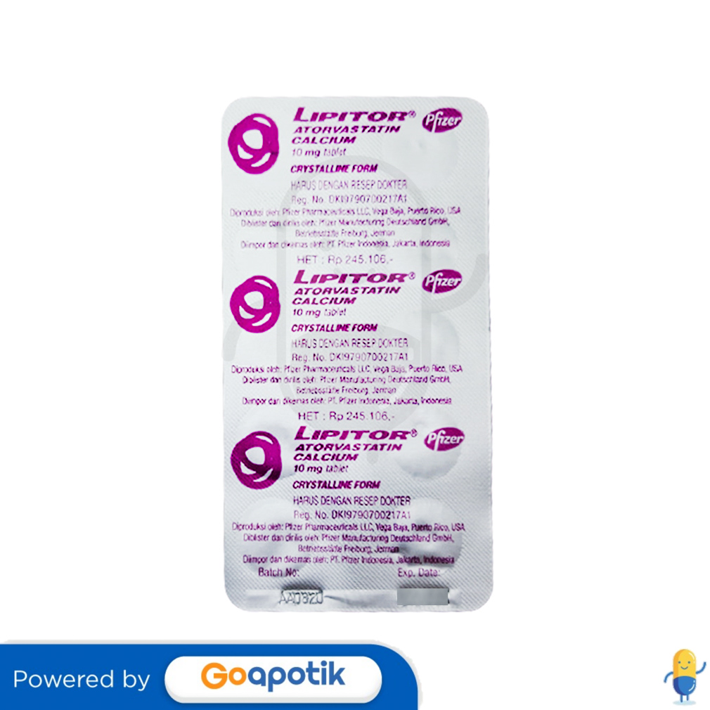 LIPITOR 10 MG TABLET Kegunaan Efek Samping Dosis Dan Aturan Pakai