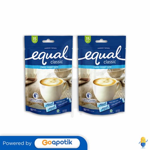 EQUAL CLASSIC SWEETENER 1 GRAM 15 STICKS PAKET 2 POUCH Kegunaan Efek