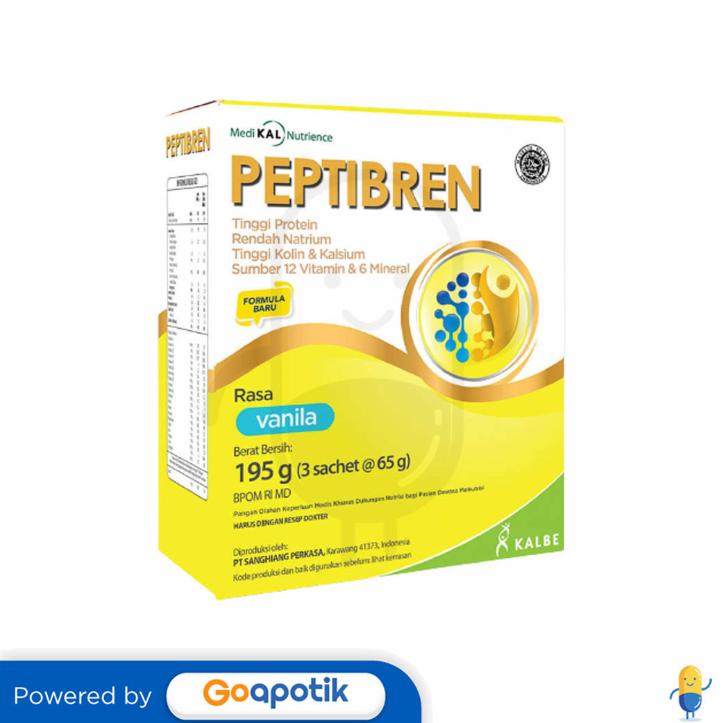 PEPTIBREN RASA VANILA 65 GRAM BOX 3 SACHET 195 GRAM Kegunaan Efek