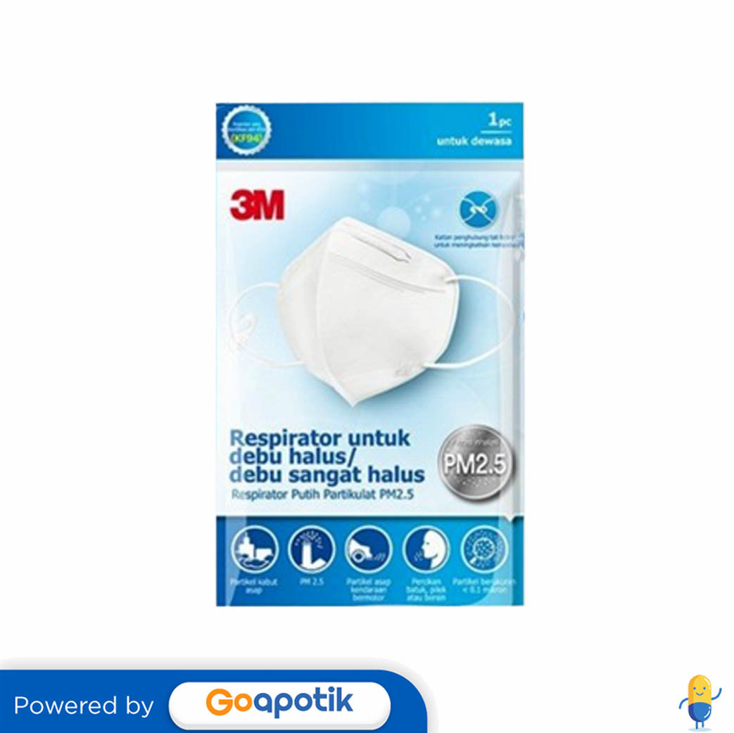 3M KF94 RESPIRATOR MASK WHITE PACK 1 PIECE Kegunaan Efek Samping Dosis Dan Aturan Pakai