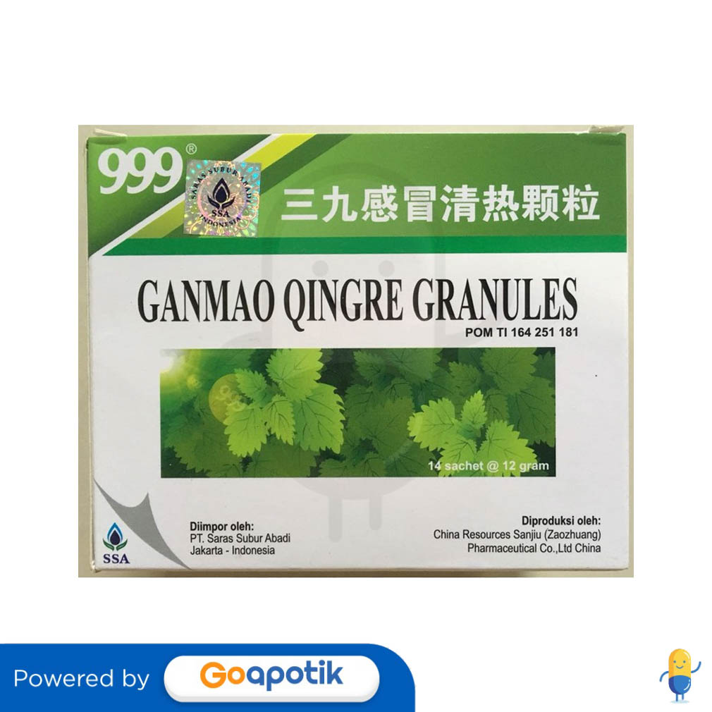 999 GANMAO QINGRE GRANULES 12 GRAM BOX 14 SACHET Kegunaan, Efek Samping, Dosis dan Aturan Pakai