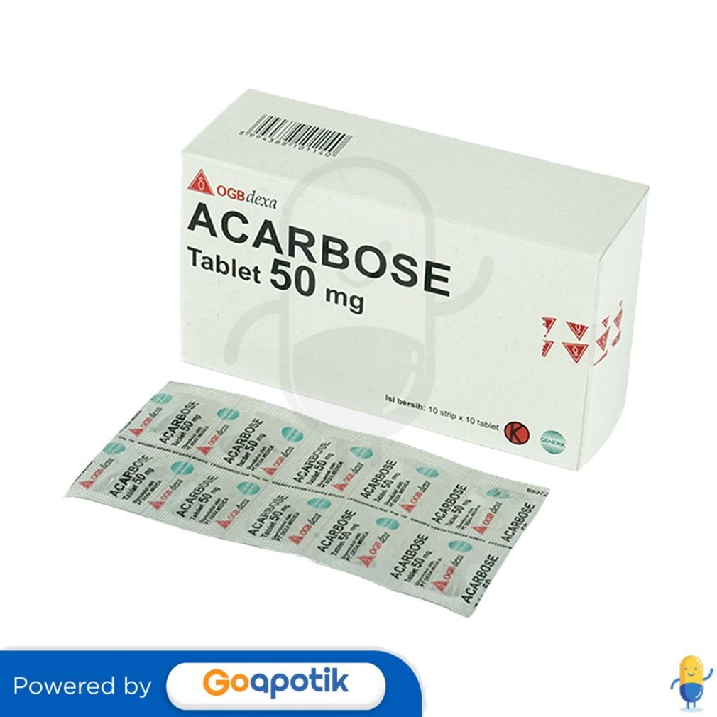 ACARBOSE OGB DEXA MEDICA 50 MG BOX 100 TABLET DIABETES Kegunaan