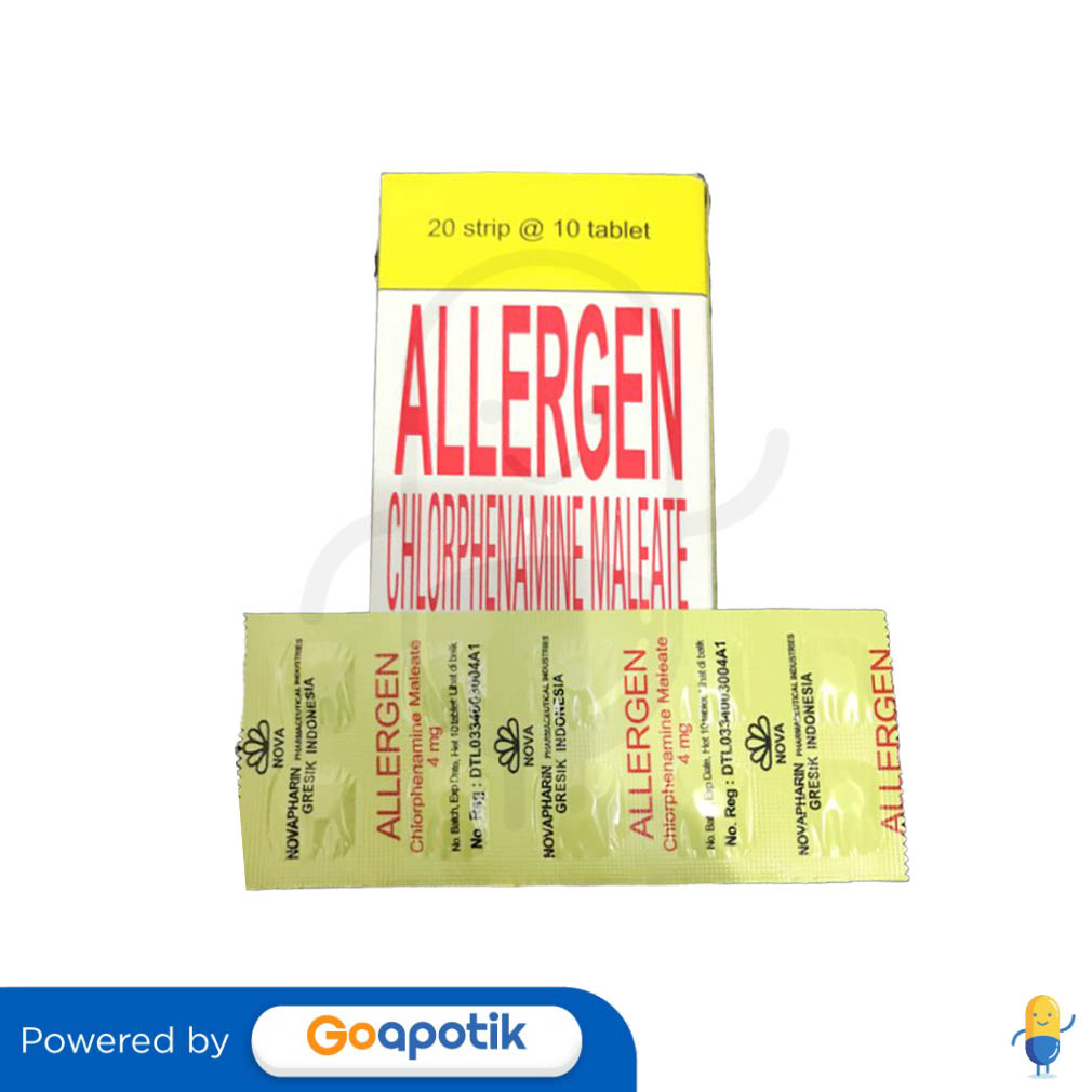 ALLERGEN 4 MG STRIP 10 KAPLET - Kegunaan, Efek Samping, Dosis dan ...