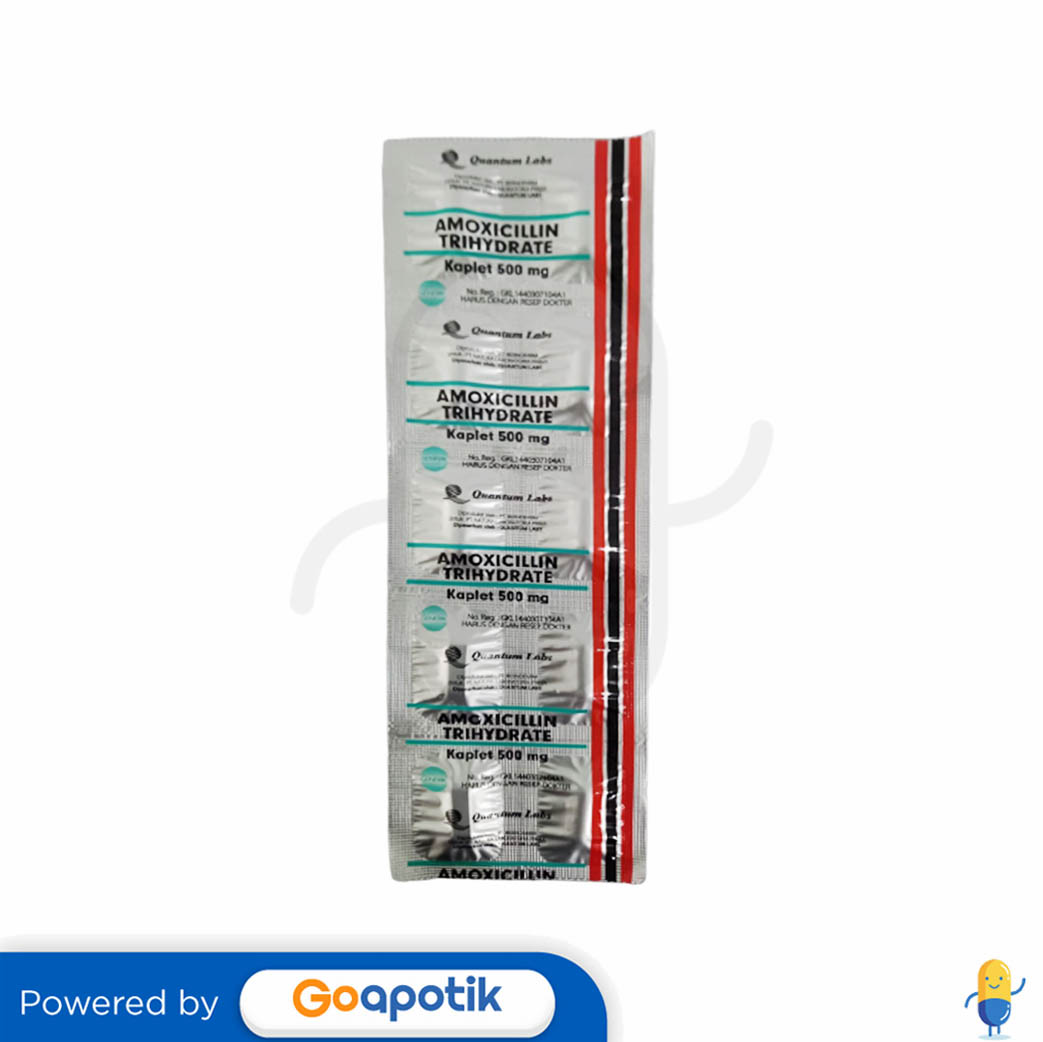 AMOXICILLIN TRIHYDRATE NATURA / QUANTUM 500 MG STRIP 10 KAPLET - Kegunaan,  Efek Samping, Dosis dan Aturan Pakai