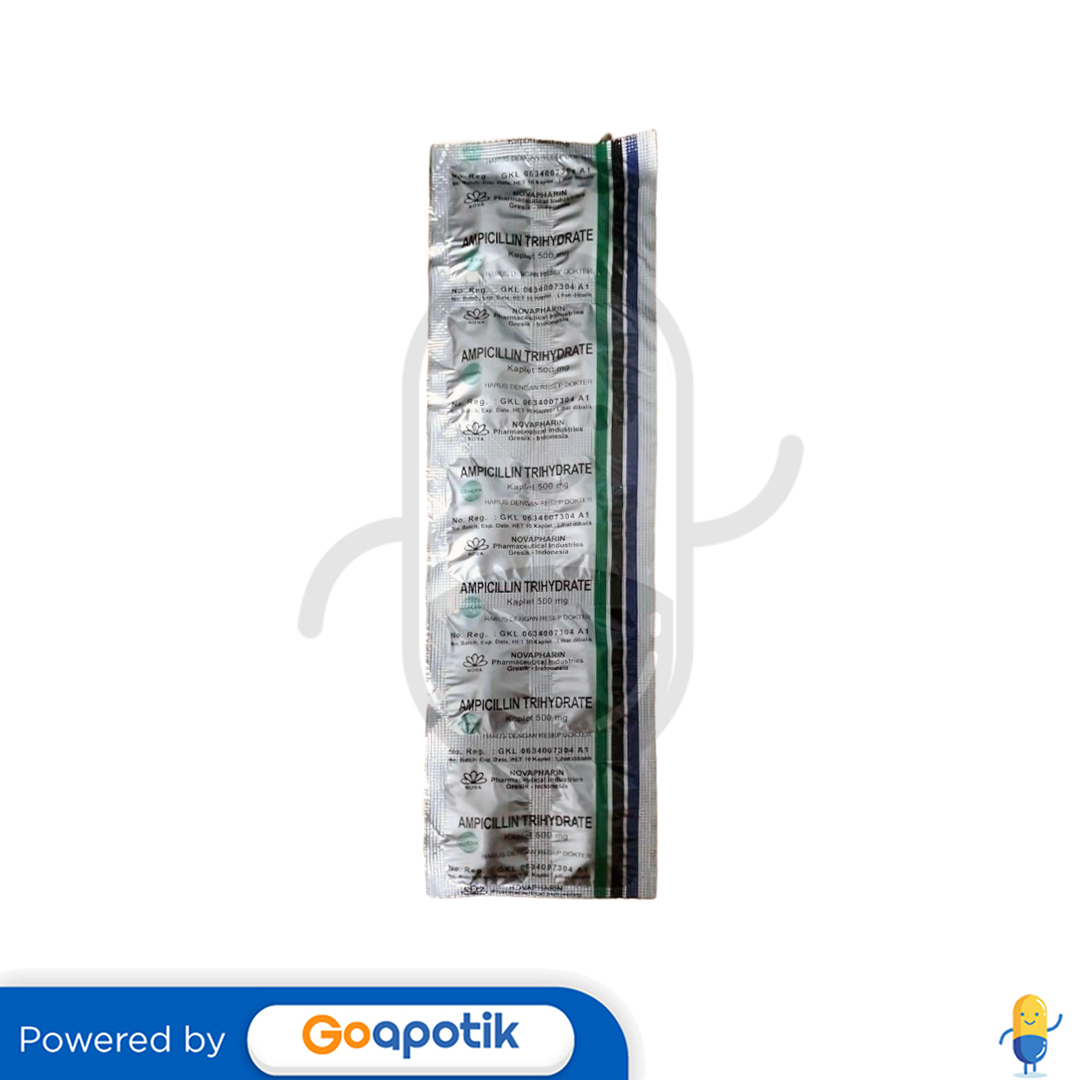 AMPICILLIN TRIHYDRATE NOVAPHARIN 500 MG KAPLET Kegunaan, Efek Samping, Dosis dan Aturan Pakai