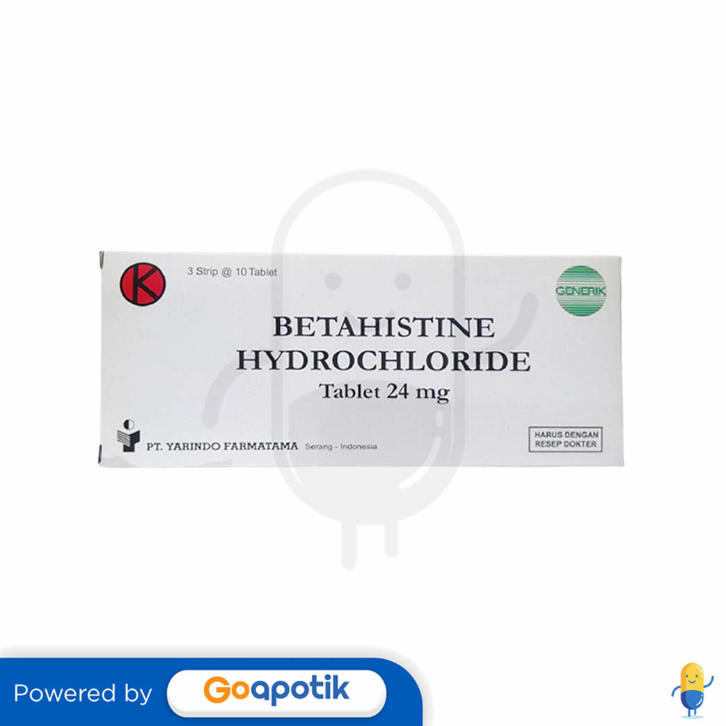 BETAHISTINE HYDROCHLORIDE YARINDO 24 MG BOX 30 TABLET Kegunaan, Efek
