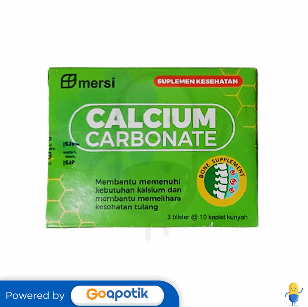 CALCIUM CARBONATE MERSI BOX 30 KAPLET Kegunaan Efek Samping Dosis 