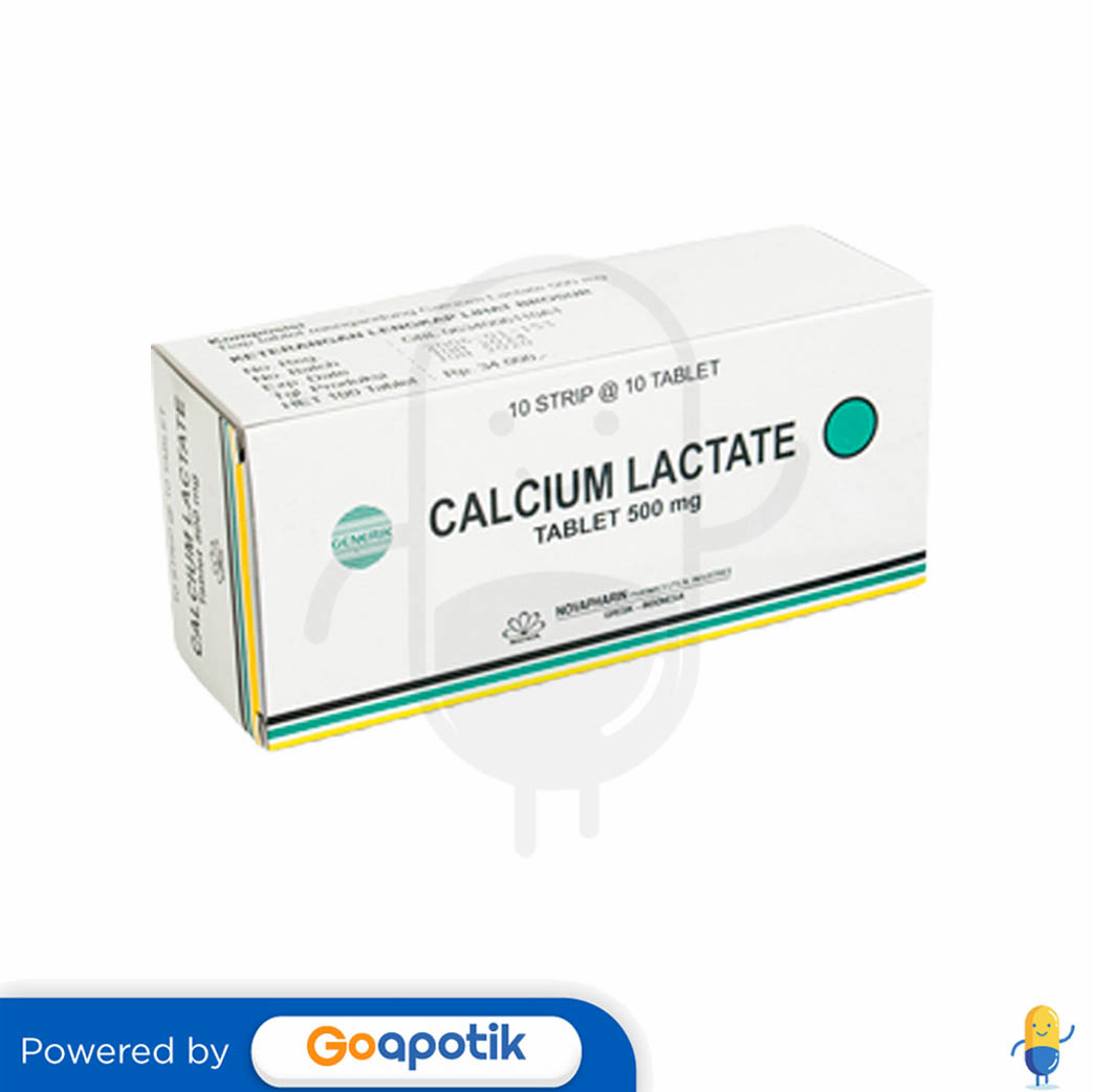 CALCIUM LACTATE NOVAPHARIN 500 MG BOX 100 TABLET Kegunaan Efek 