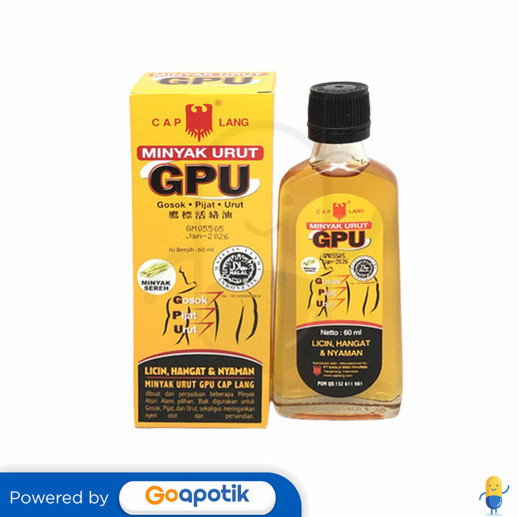 CAP LANG MINYAK URUT GPU 60 ML Kegunaan, Efek Samping, Dosis dan