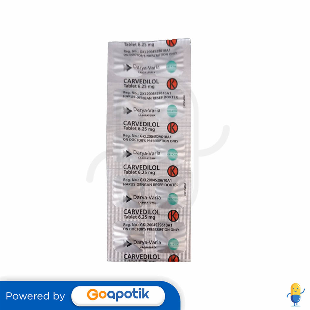 CARVEDILOL DARYA VARIA 6.25 MG STRIP 10 TABLET - Kegunaan, Efek Samping ...