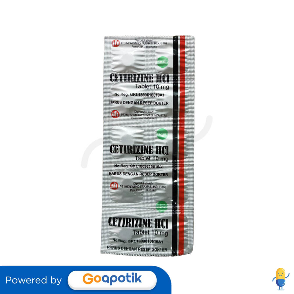 Cetirizine Hydrochloride Imfarmind Mg Tablet Kegunaan Efek Samping Dosis Dan Aturan Pakai