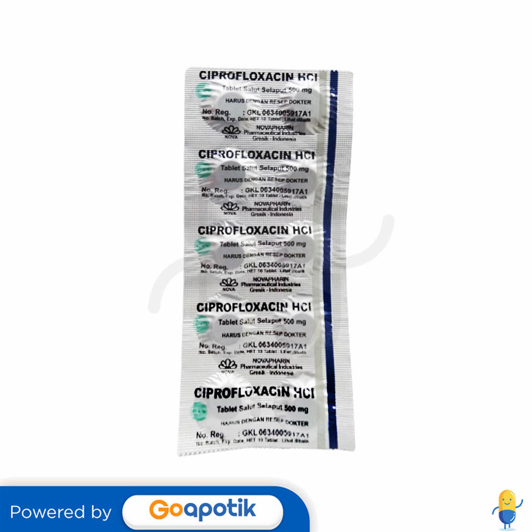 Ciprofloxacin Novapharin 500 Mg Strip 10 Tablet Kegunaan Efek Samping Dosis Dan Aturan Pakai