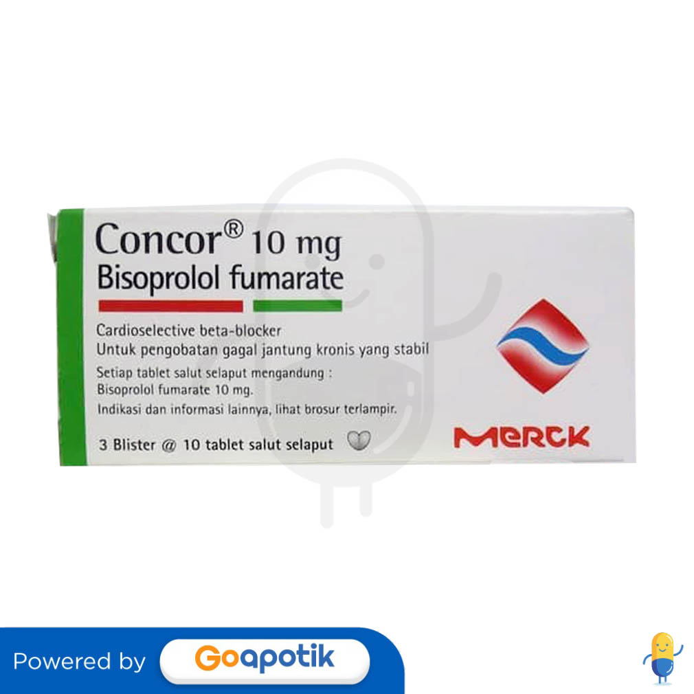 CONCOR 10 MG BOX 30 TABLET / HIPERTENSI - Kegunaan, Efek Samping, Dosis ...