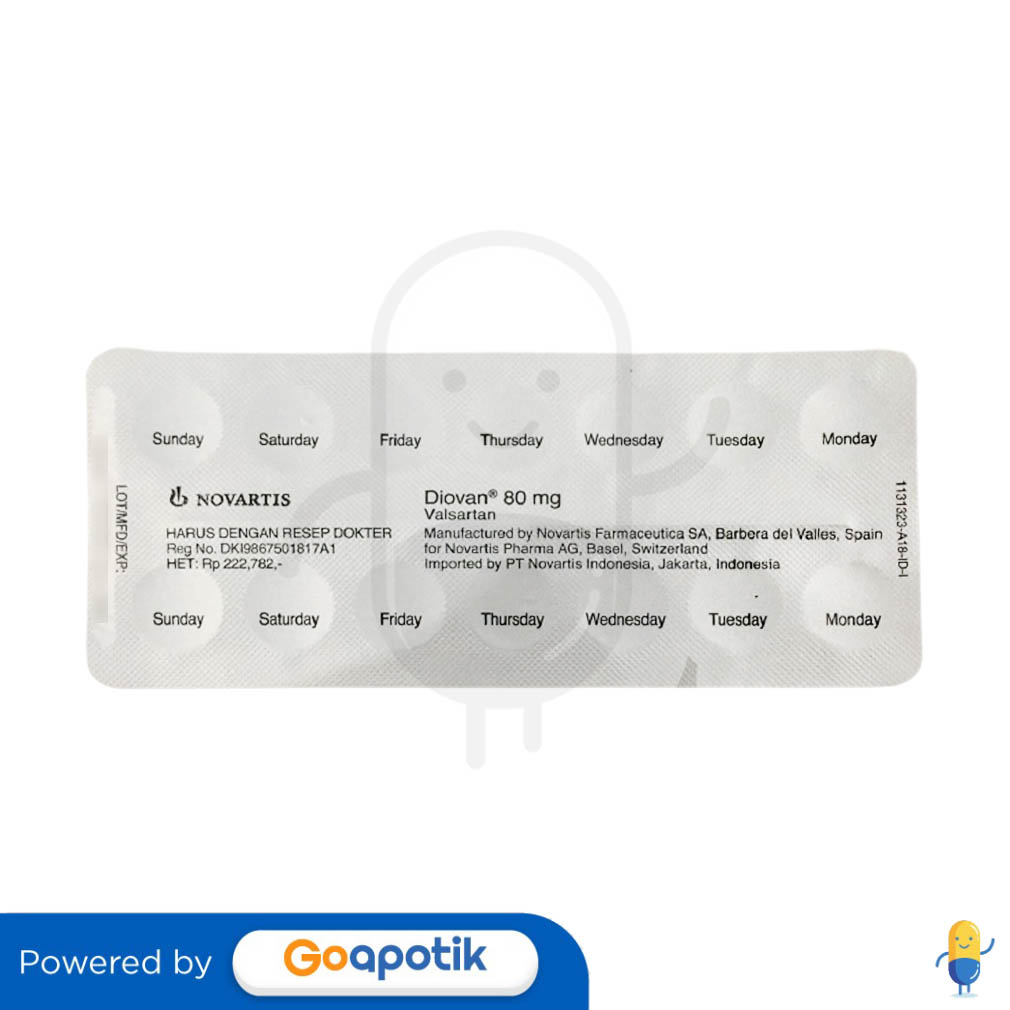 DIOVAN 80 MG BLISTER 14 TABLET Kegunaan Efek Samping Dosis Dan Aturan Pakai