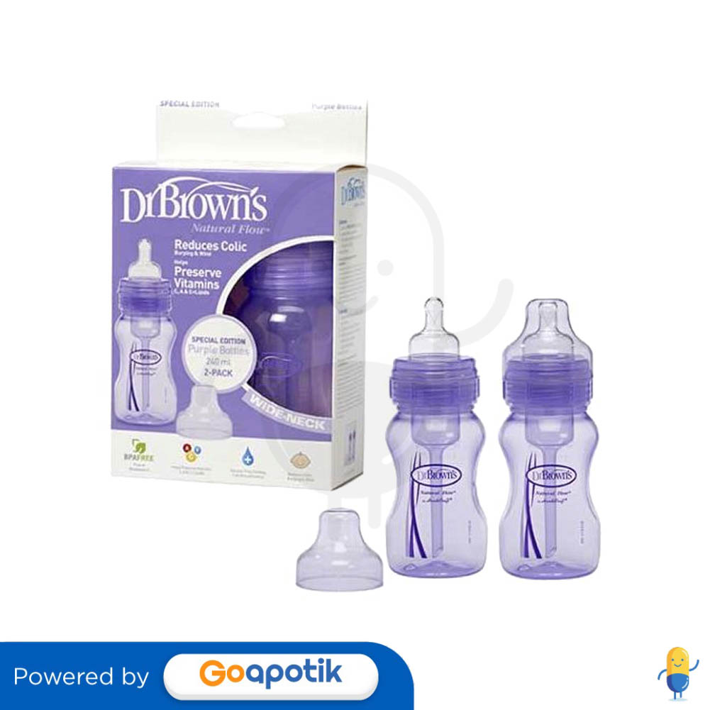 DR. BROWNS BOTTLE WIDE NECK 8OZ 240ML PURPLE PACK 2 PCS Kegunaan