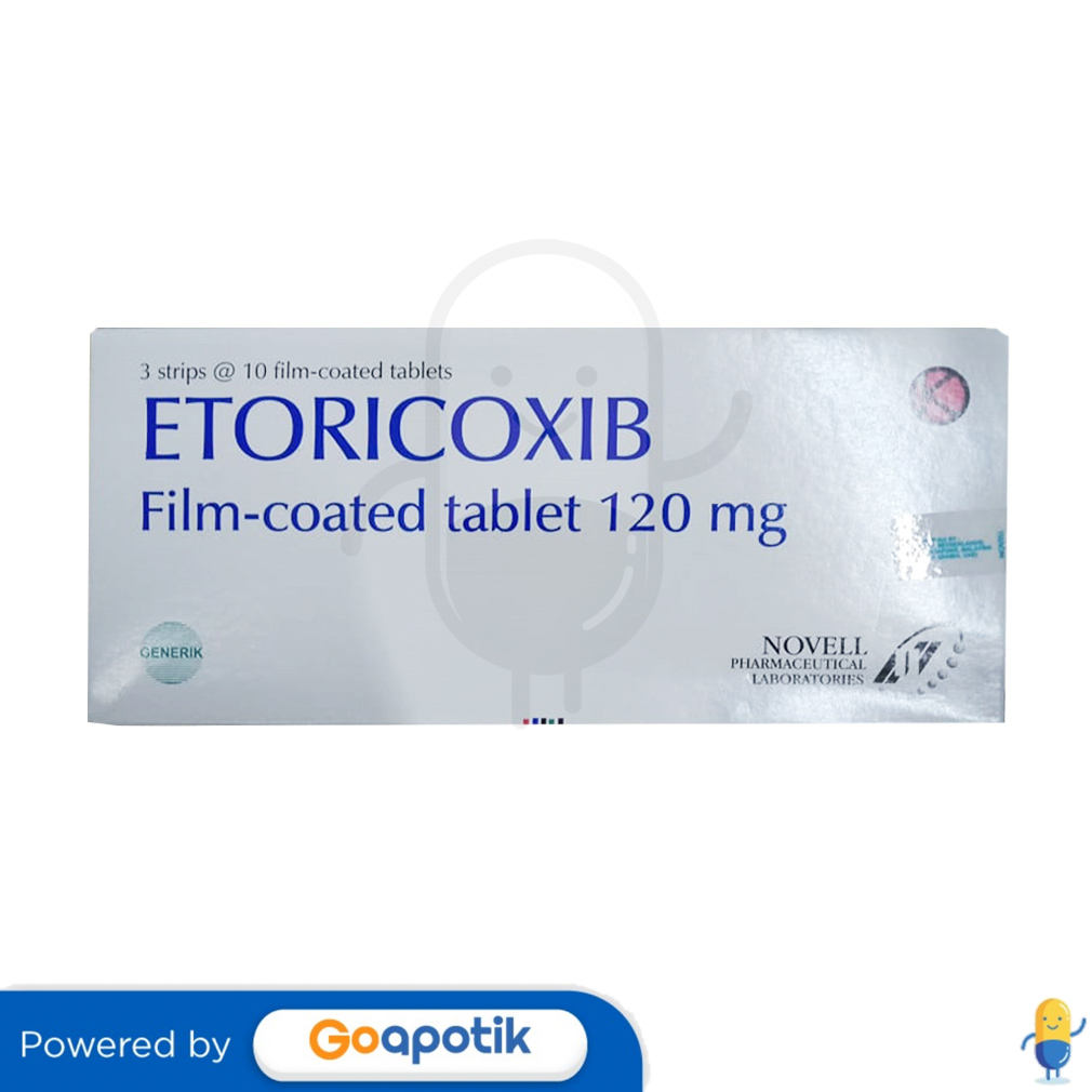 ETORICOXIB NOVELL 120 MG BOX 30 TABLET Kegunaan, Efek Samping, Dosis dan Aturan Pakai ETORICOXIB NOVELL 120 MG BOX 30 TABLET Kegunaan, Efek Samping, Dosis dan Aturan Pakai