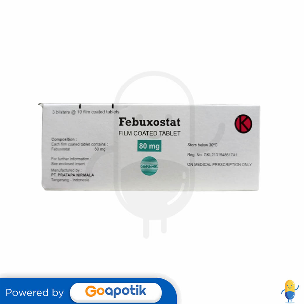 FEBUXOSTAT PRATAPA 80 MG BOX 30 TABLET Kegunaan, Efek Samping, Dosis