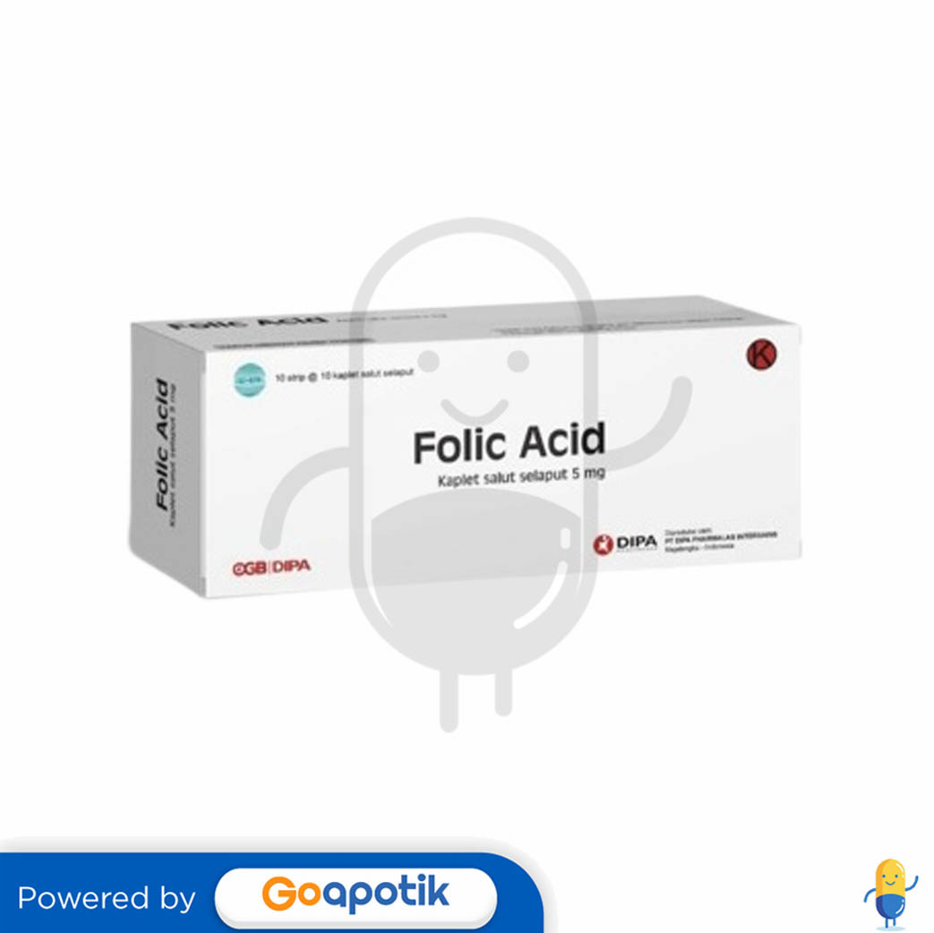 FOLIC ACID DIPA 5 MG BOX 100 KAPLET Kegunaan Efek Samping Dosis Dan   Folic Acid Dipa 5 Mg Box 100 Kaplet 1 