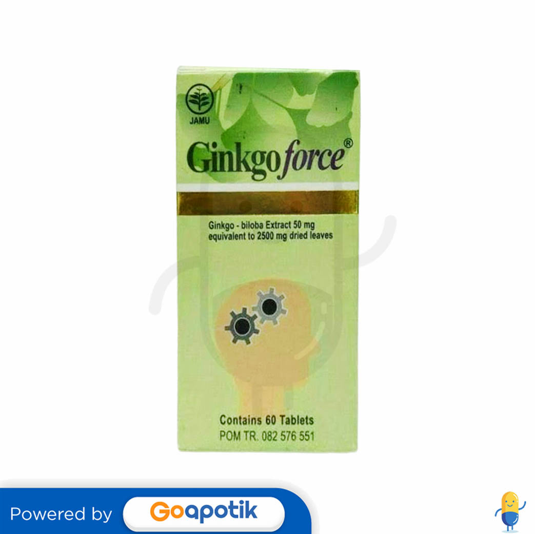 GINKGO FORCE BOTOL 60 TABLET Kegunaan, Efek Samping, Dosis dan Aturan