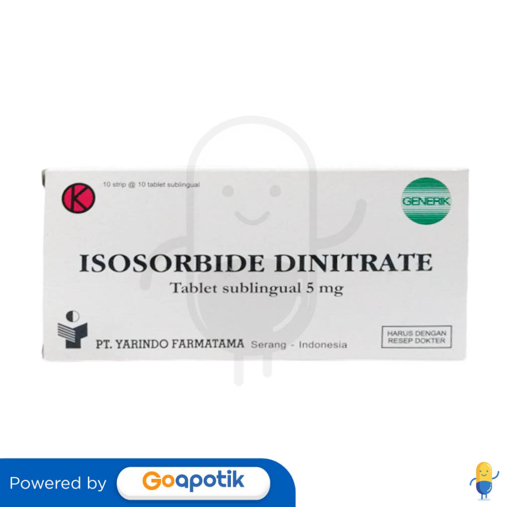 ISOSORBIDE YARINDO 5 MG BOX 100 TABLET Kegunaan, Efek Samping, Dosis