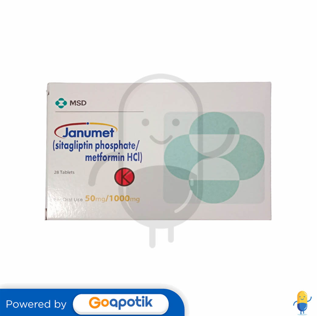 JANUMET 50 MG / 1000 MG BOX 28 TABLET Kegunaan, Efek Samping, Dosis