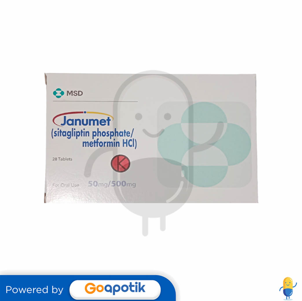JANUMET 50 MG / 500 MG BOX 28 TABLET Kegunaan, Efek Samping, Dosis