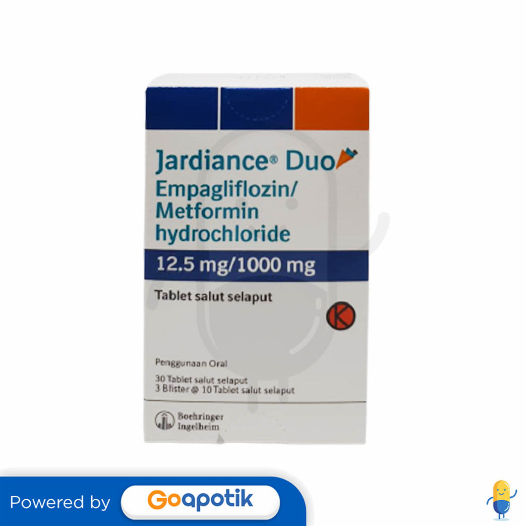 JARDIANCE DUO 12.5 MG/1000 MG BOX 30 TABLET - Kegunaan, Efek Samping