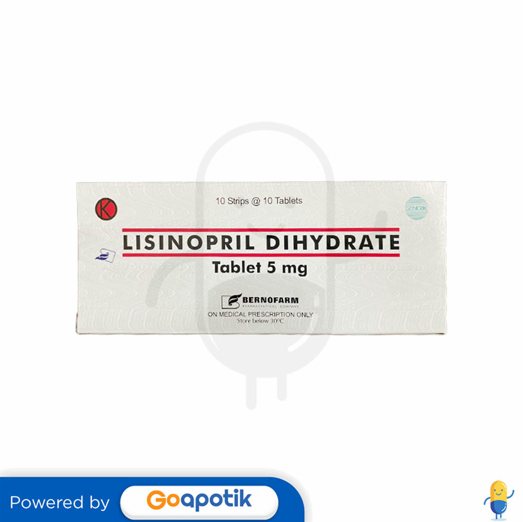 LISINOPRIL BERNOFARM 5 MG BOX 100 TABLET Kegunaan, Efek Samping