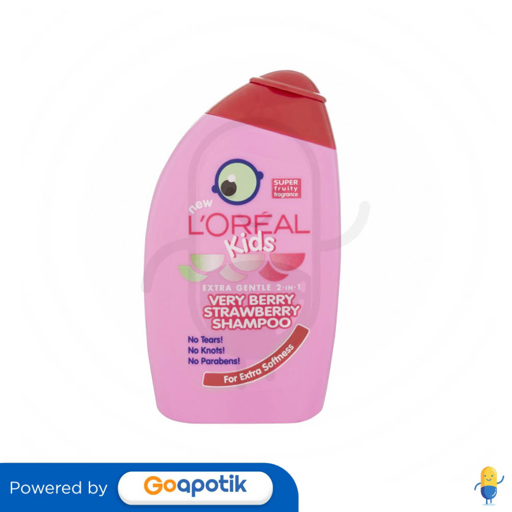 LOREAL SHAMPOO KIDS EXTRA GENTLE 2 IN 1 VERY BERRY STRAWBERRY 250 ML BOTOL Kegunaan, Efek