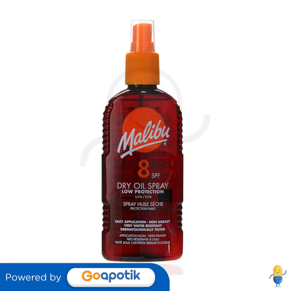 MALIBU DRY OIL SPF8 SPRAY 200 ML BOTOL Kegunaan, Efek Samping, Dosis