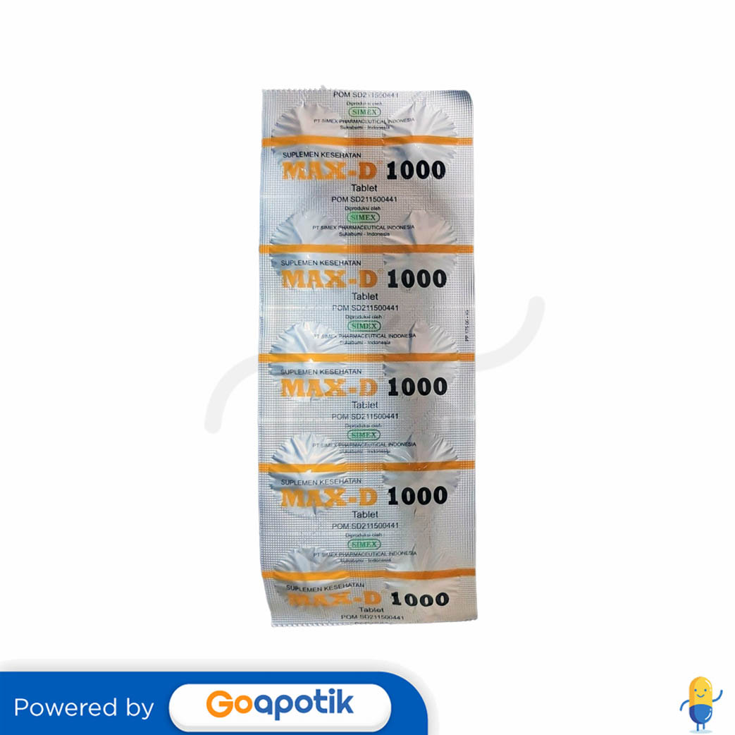 MAXD VITAMIN D3 1000 IU STRIP 10 TABLET Kegunaan, Efek Samping