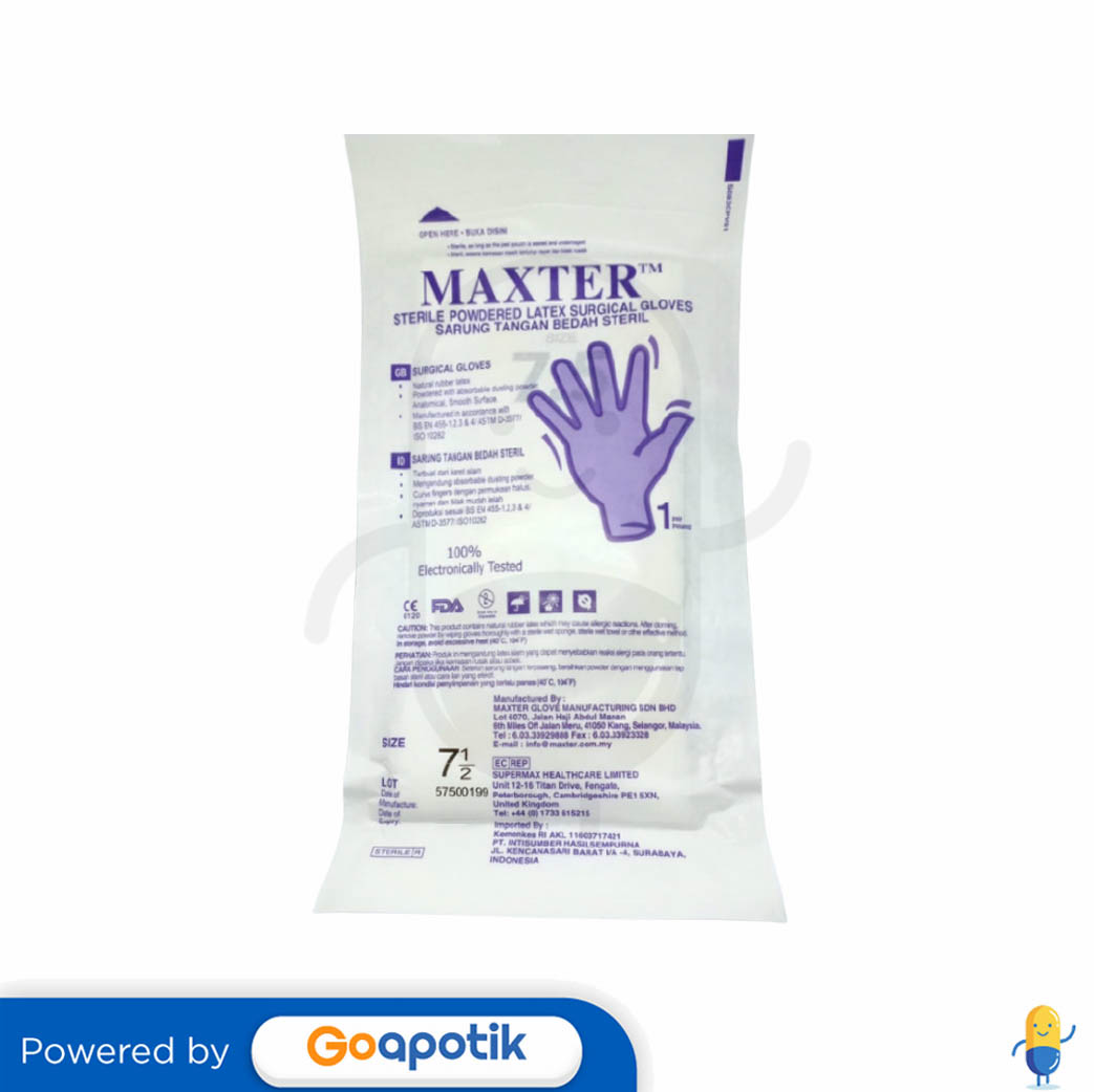 MAXTER SURGICAL GLOVES STERILE NO. 7.5 Kegunaan, Efek Samping, Dosis