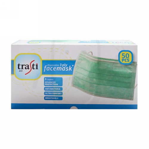 TRASTI MASKER FACE 3-PLY ( EAR LOOP ) PUTIH BOX 50 PCS