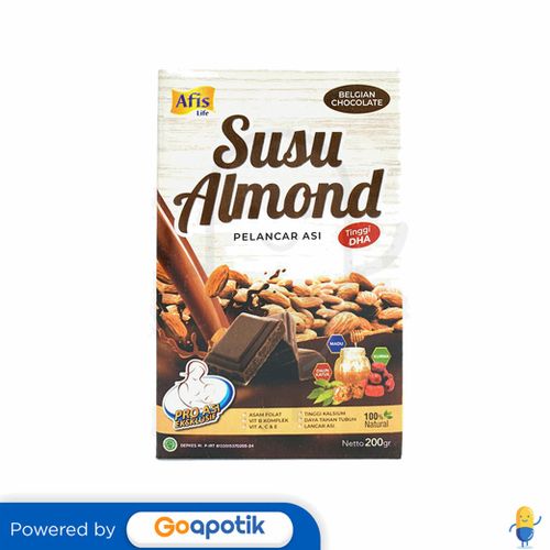 AFIS SUSU ALMOND PELANCAR ASI RASA BELIGIAN CHOCOLATE 200 GRAM BOX