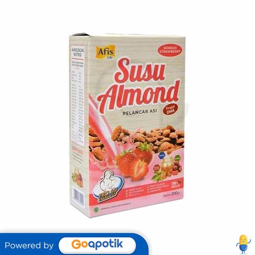 AFIS SUSU ALMOND PELANCAR ASI RASA STRAWBERRY 200 GRAM BOX