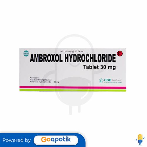 AMBROXOL HYDROCHLORIDE SEJAHTERA LESTARI FARMA 30 MG BOX 100 TABLET