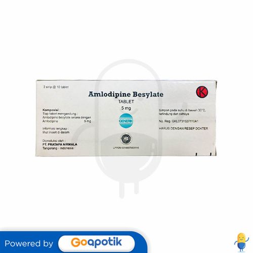 AMLODIPINE BESYLATE PRATAPA 5 MG BOX 30 TABLET