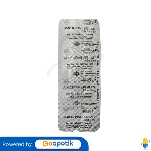 Amlodipine Besilate Novell 5 Mg Strip 10 Tablet Kegunaan Efek Samping Dosis Dan Aturan Pakai