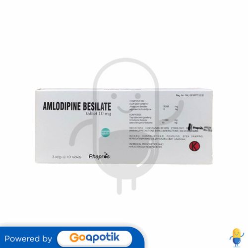 AMLODIPINE BESILATE PHAPROS 10 MG BOX 30 TABLET