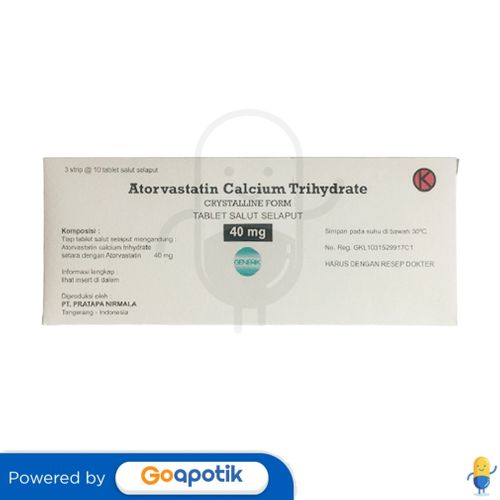 ATORVASTATIN CALCIUM TRIHYDRATE PRATAPA NIRMALA 40 MG BOX 30 TABLET