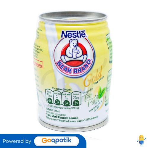 BEAR BRAND GOLD SUSU STERIL TEH PUTIH 140 ML KALENG