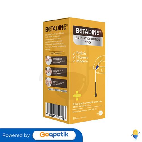 BETADINE ANTISEPTIC SOLUTION STICK BOX 10 SACHET