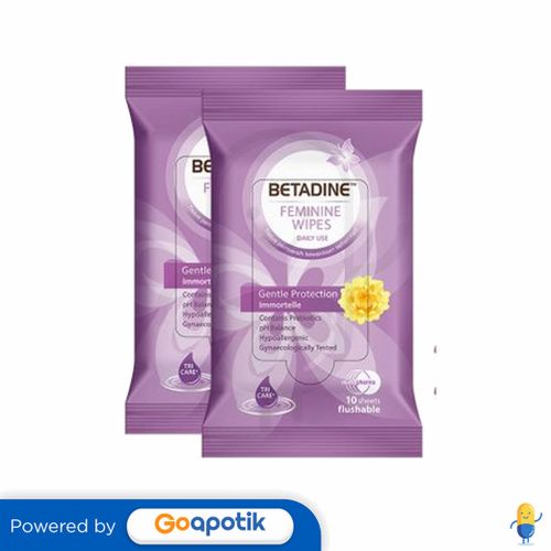 BETADINE FEMININE WIPES GENTLE PROTECTION IMMORTELLE 2 SACHET @ 10 PCS