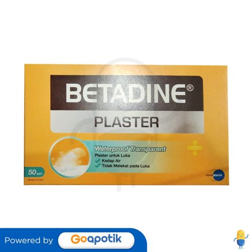 BETADINE PLASTER WATERPROOF TRANSPARENT 19 X 72 MM BOX 50 PACK