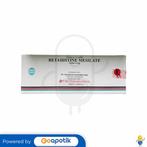 BETAHISTINE MESILATE GUARDIAN 6 MG BOX 30 TABLET