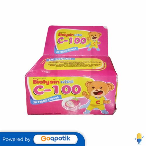 BIOLYSIN KIDS C-100 RASA STRAWBERRY BOTOL 30 TABLET