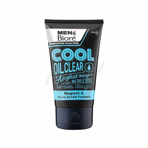 BIORE MENS DOUBLE SCRUB FACIAL FOAM COOL OIL CLEAR 100 GRAM TUBE